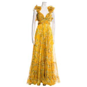 Mac Duggal Floral Chiffon Ruffle Dress Size 2
